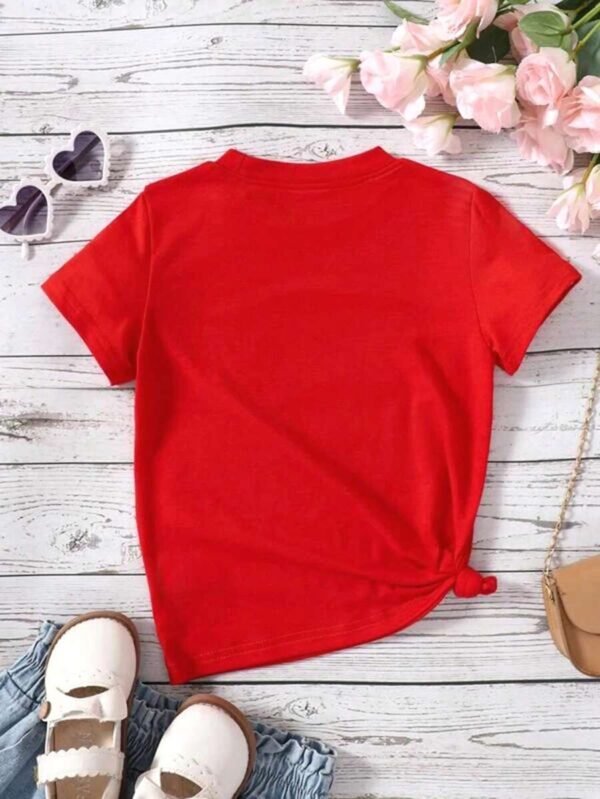 Camiseta De Manga Corta Con Impresión De Letras Y Corazones - Imagen 2