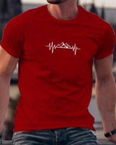 Camiseta Impresa Con Forma De Montaña Y Gráficos Ecg