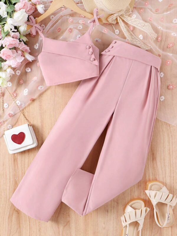 Top Y Pantalón De Tirantes De Color Sólido Para Adolescentes