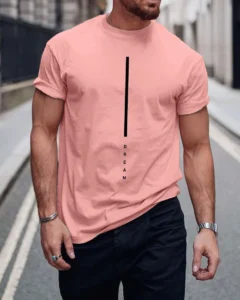 Camiseta casual de cuello redondo para hombres con estampado de letras,