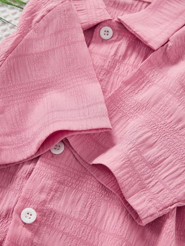 Camisa Cómoda De Verano Con Textura Sólida - Imagen 3