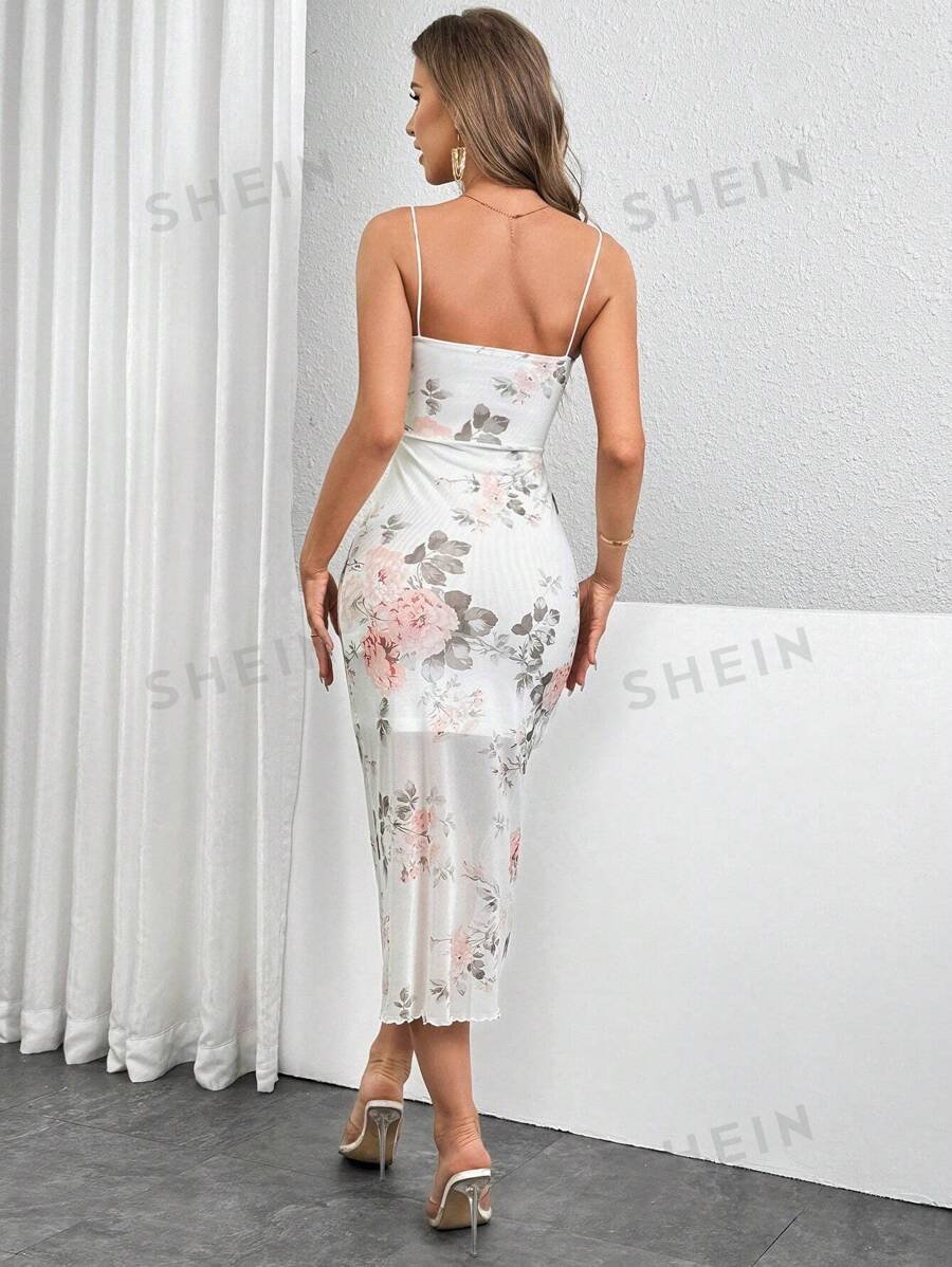 Vestido largo y ajustado de verano medio para mujer con parches de encaje - Imagen 3