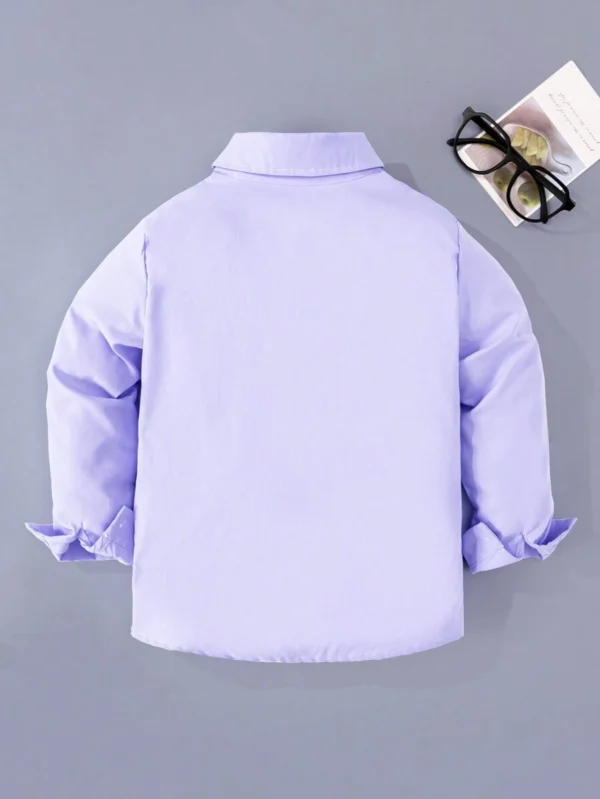 Camisa formal morada clásica de mangas largas para niño - Imagen 3