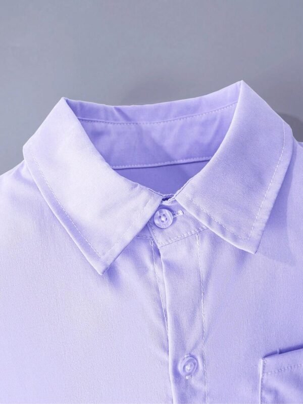 Camisa formal morada clásica de mangas largas para niño - Imagen 2