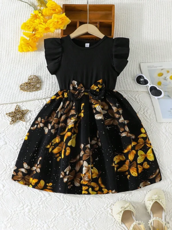 Vestido casual de verano con mangas con volantes para niña