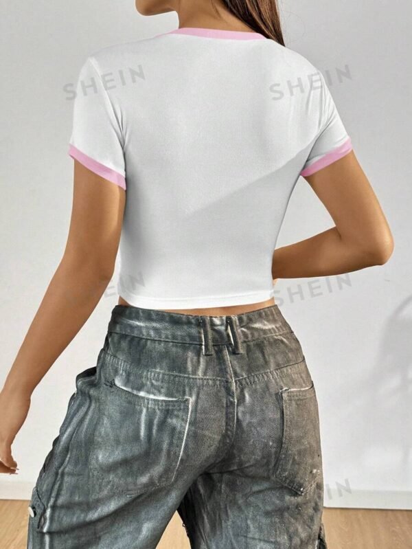 Camiseta de manga corta de verano con cuello redondo, estampado de frutas - Imagen 2
