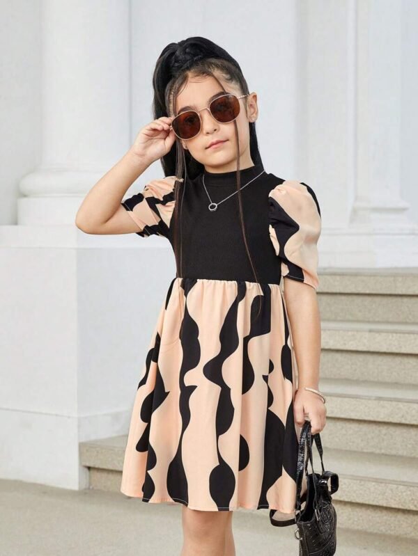 Vestido manga corta con cuello redondo y estampado - Imagen 2