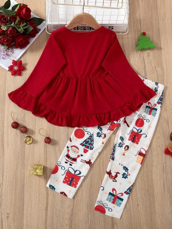 camiseta de manga larga con puños de volantes y pantalones largos con estampado - Imagen 2