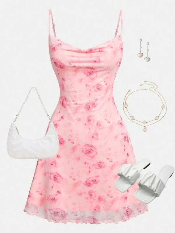 Vestido de fiesta para adolescentes de terciopelo liso con lentejuelas y tirantes cruzados