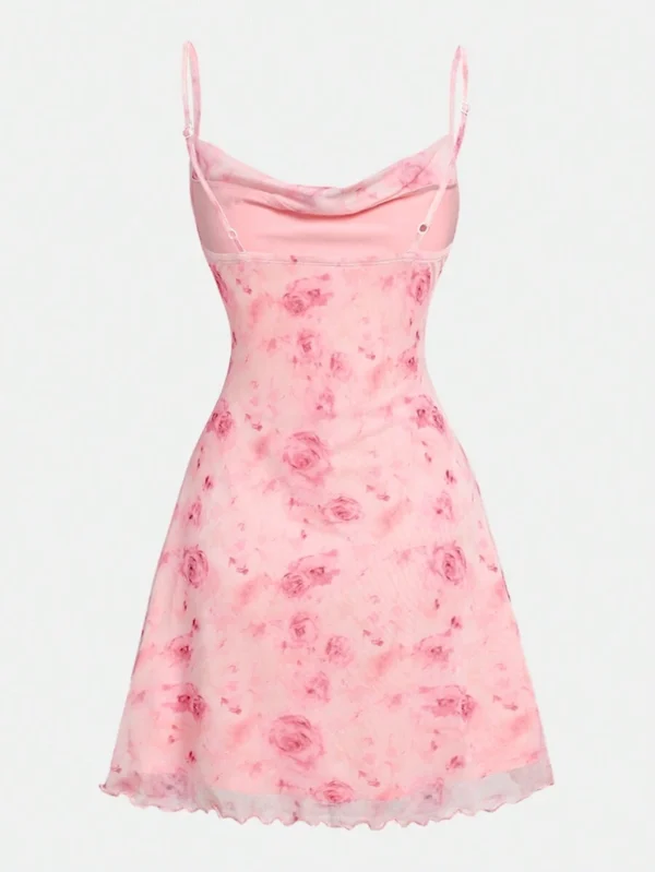 Vestido de fiesta para adolescentes de terciopelo liso con lentejuelas y tirantes cruzados - Imagen 2