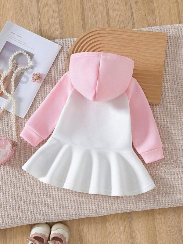 Vestido con capucha con estampado floral grande y patchwork - Imagen 2