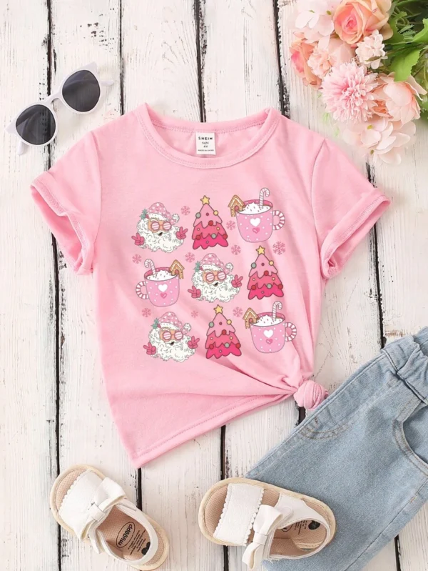 Camiseta básica de cuello redondo de manga corta con estampado - Imagen 3