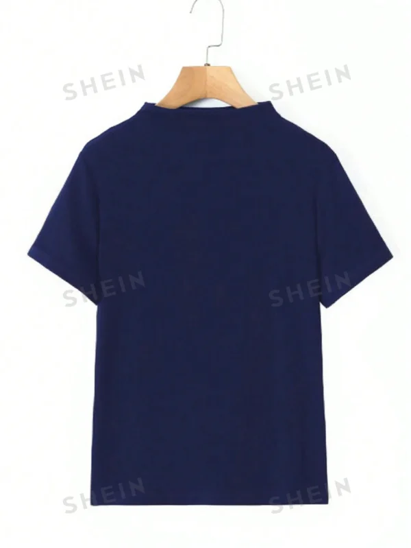 Camiseta casual de mujer de unicolor, cuello redondo, manga corta - Imagen 3