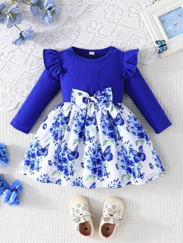 Vestido informal de manga larga con cuello redondo