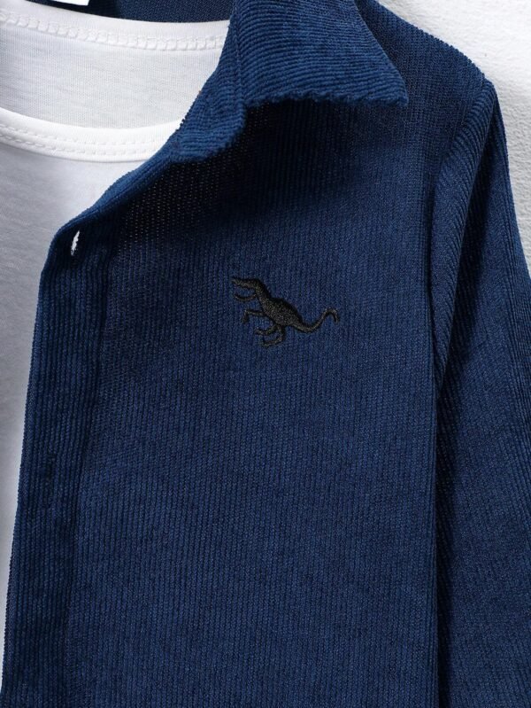 Camisa casual holgada con bordado de dinosaurio para niño - Imagen 2