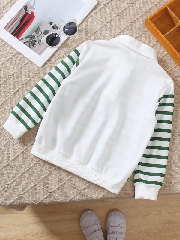 Camisa casual de manga larga con cremallera frontal y rayas para niño - Imagen 3