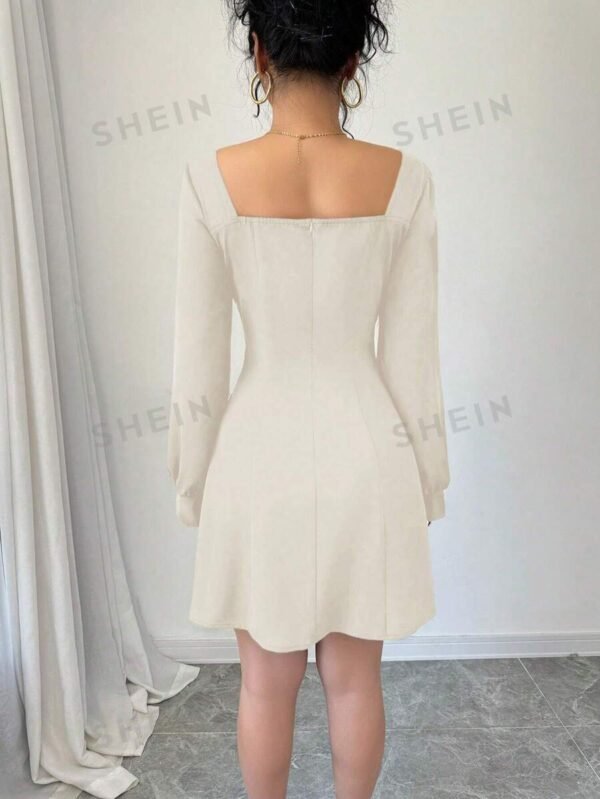 Vestido midi de mujer con cuello cuadrado - Imagen 3