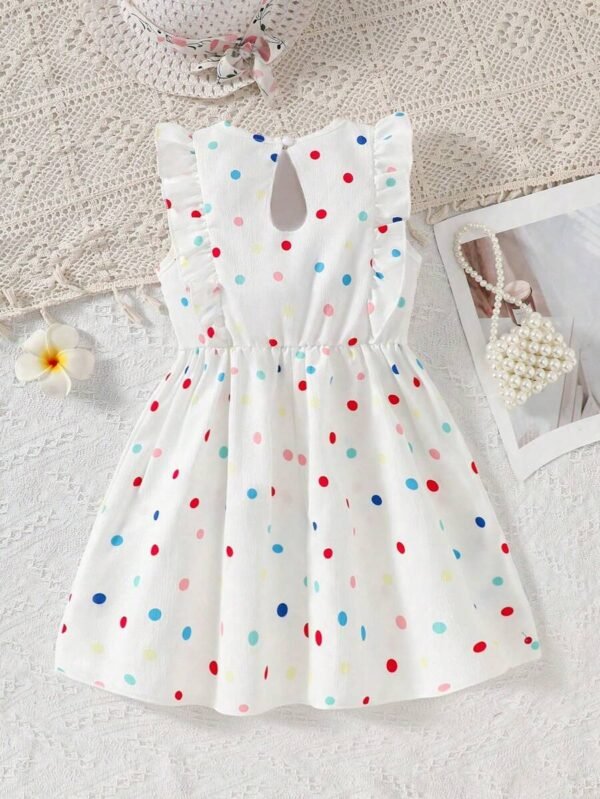 Vestido con gráfico de corazón volante en el bajo y lazo decorativo - Imagen 2