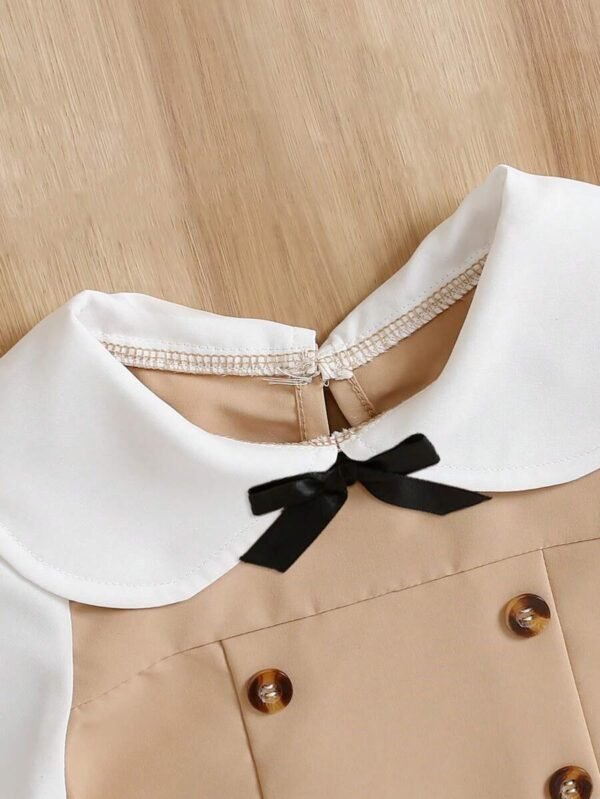 Vestido ajustado con mangas largas, cuello con lazo - Imagen 3