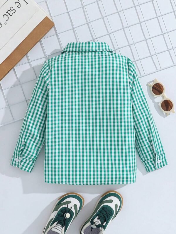 Camisa casual de manga larga de cuadros para niño - Imagen 3