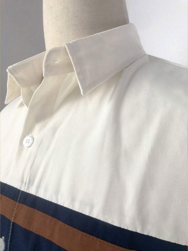 Camisa de hombre de moda de manga corta con botones y bloques de color - Imagen 3
