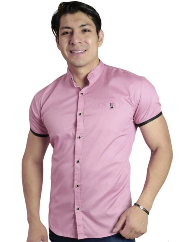 Camisa Manga Corta Slim Fit Para Hombre Casual Vestir