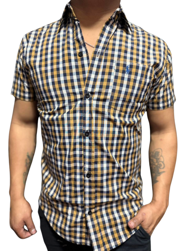 Camisa Manga corta Slim Fit Para Hombre Casual Vestir