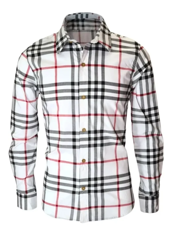 Camisa Cuadro Casual Slim Fit, Moda Caballero Manga Larga