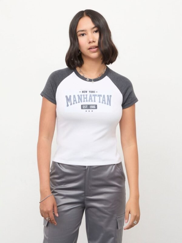 Camiseta unicolor de cuello redondo Manhattan