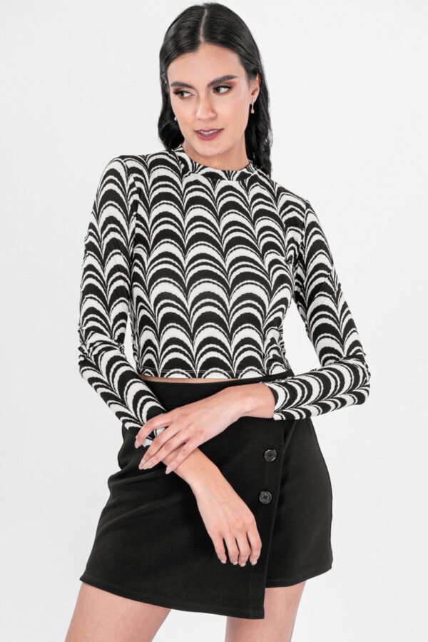 Playera manga larga con ondas