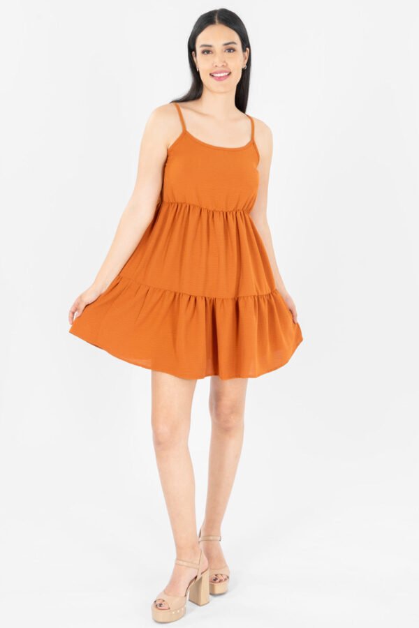 Vestido con tirantes y sin mangas de unicolor - Imagen 2