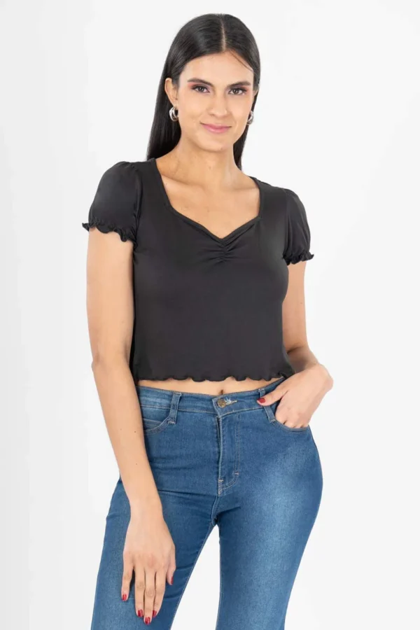 Blusa manga corta con escote