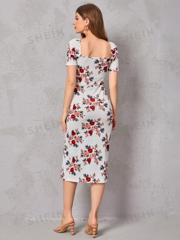 Vestido con estampado floral de muslo con abertura - Imagen 2