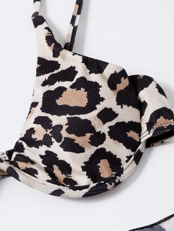 Conjunto de bikini con soporte y estampado de leopardo para playa - Imagen 2