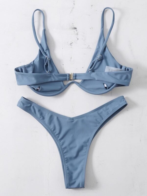 Bikini De Corte Alto Con Aros Lisos De Playa De Verano - Imagen 3