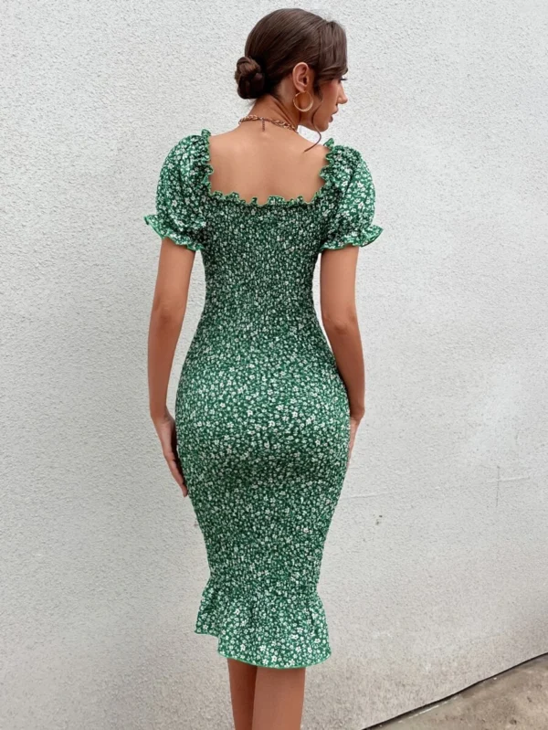 Vestido largo de playa estilo maxi con manga abullonada - Imagen 2