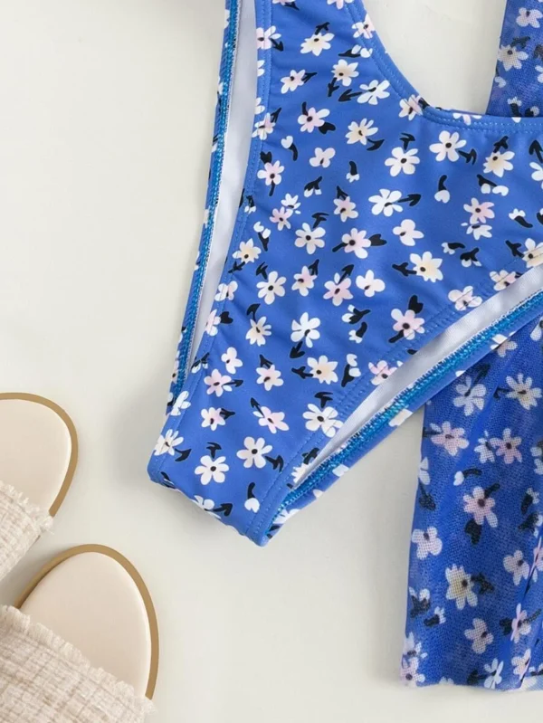 Bikini hipster con estampado floral y nudo frontal y falda - Imagen 2