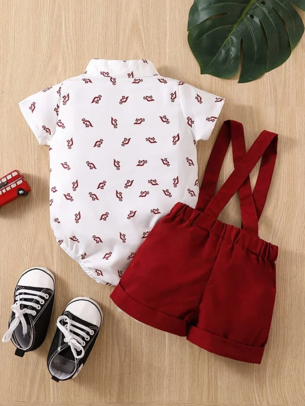 Camisa con estampado de dinosaurio & Shorts tirantes para niño bebé - Imagen 3