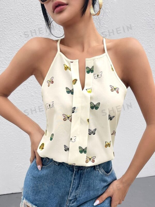 Blusa de tirantes con estampado de mariposa