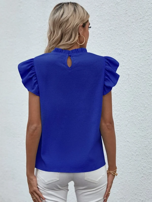 Blusa de cuello alto ribete fruncido fruncido - Imagen 3