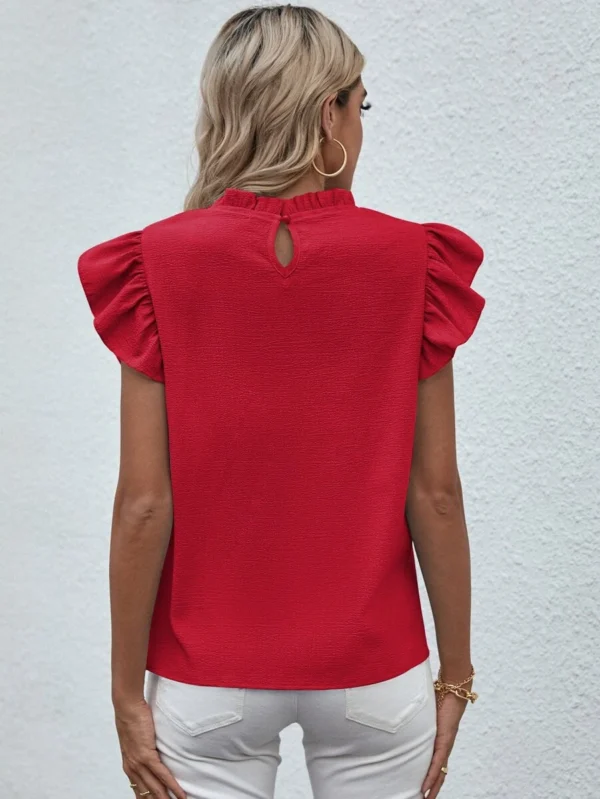 Blusa con cuello simulado, volantes y faralaes para mujer - Imagen 3