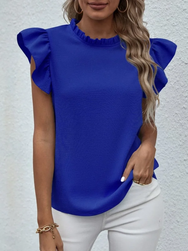Blusa de cuello alto ribete fruncido fruncido - Imagen 2