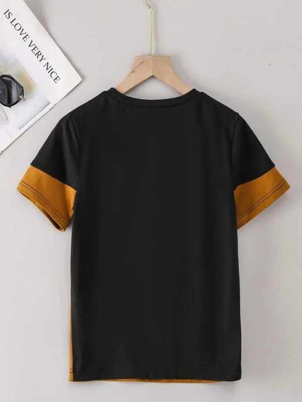 Camiseta con cuello redondo y estampado de letras para niño preadolescente - Imagen 3