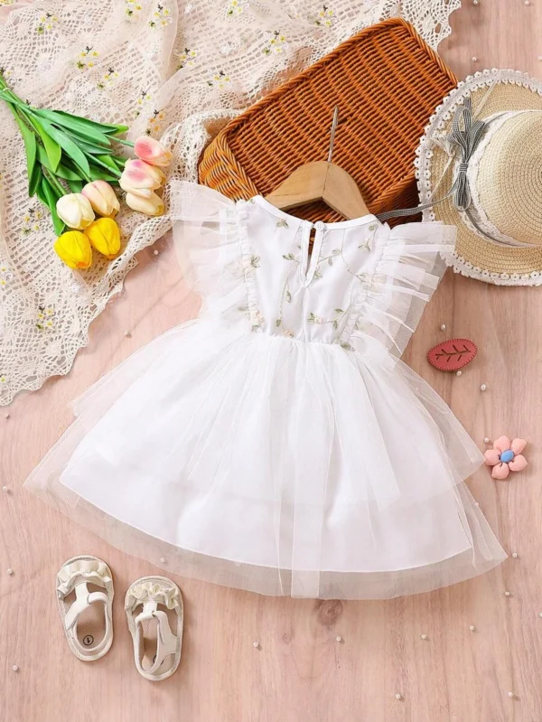 Vestido de tul bordado para niña bebé - Imagen 3