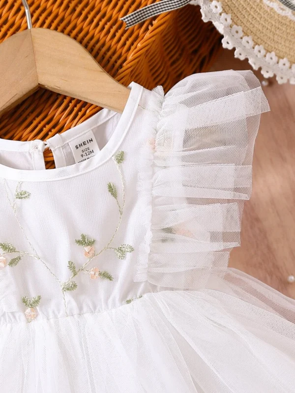 Vestido de tul bordado para niña bebé - Imagen 2
