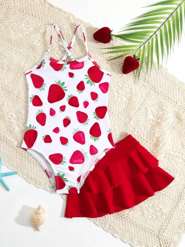 Traje De Baño De Una Pieza Para Niña Con Falda