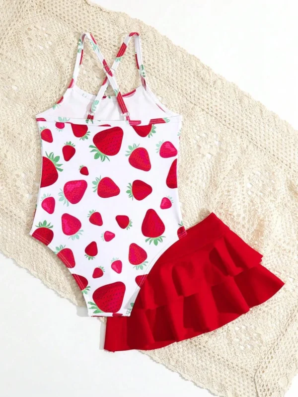 Traje De Baño De Una Pieza Para Niña Con Falda - Imagen 3