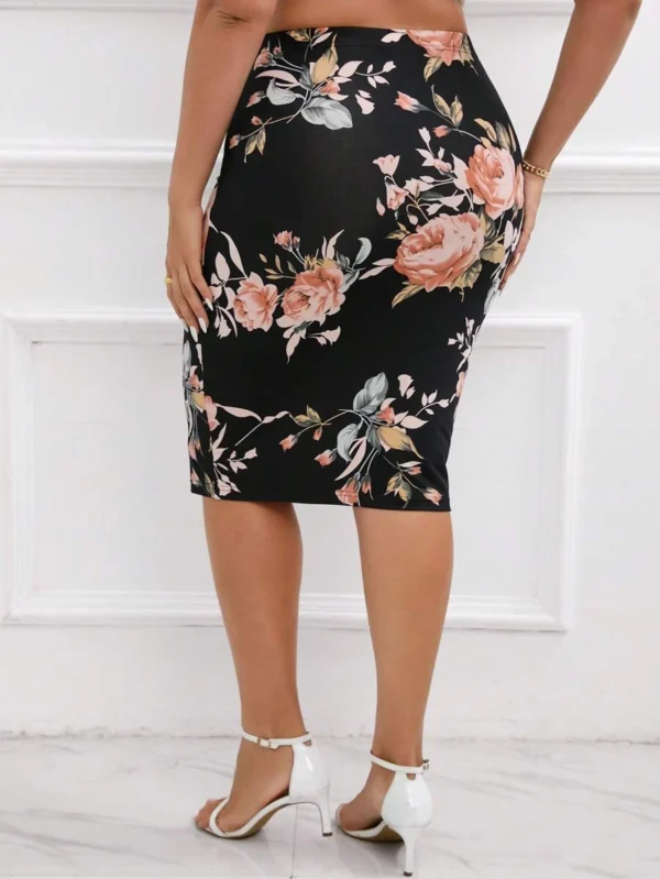Falda de lápiz con estampado floral para mujer - Imagen 3