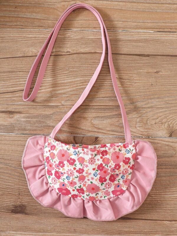 Vestido Estampado De Flores Con Volantes Y Bolso Para Niña - Imagen 2