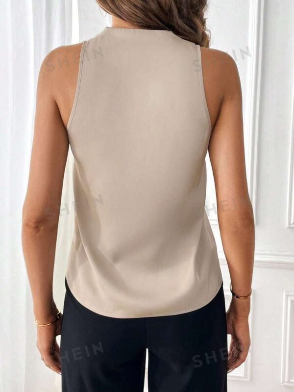 Blusa de escote en V y sin mangas para mujer - Imagen 3